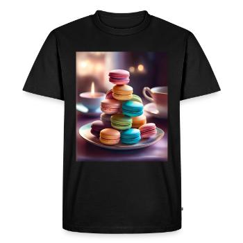 Tasty and colorful macarons - Men's Premium Organic T-Shirt - black - Front - Nico (187cm)