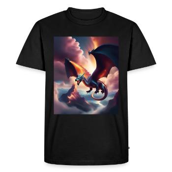 Dragon volant au-dessus des montagnes - T-shirt Premium bio Homme - noir - Devant - Nico (187cm)