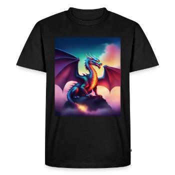 Dragon sur une falaise - T-shirt Premium bio Homme - noir - Devant - Nico (187cm)