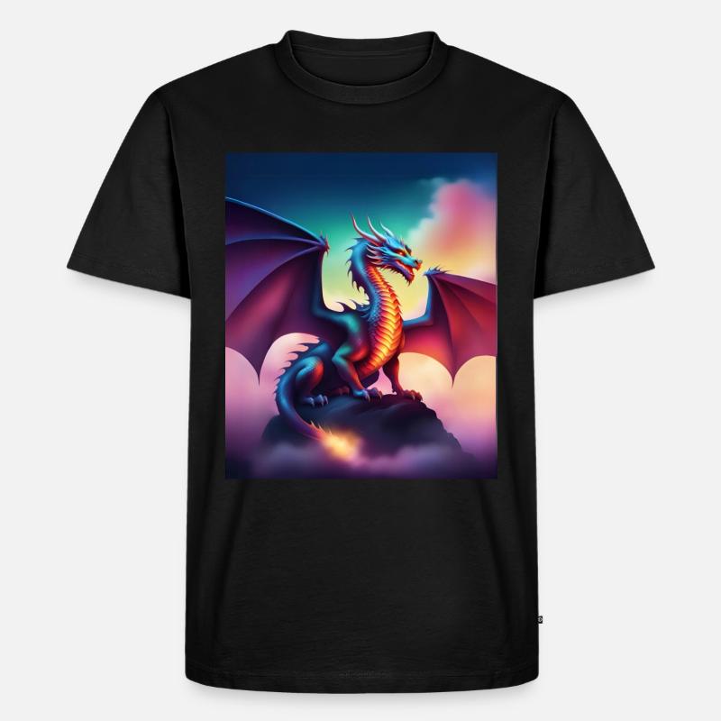 Drache auf einer Klippe - Männer Premium Bio T-Shirt - Schwarz