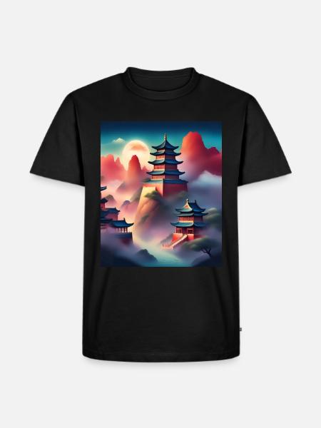 Japanese castles on mountains - Men's Premium Organic T-Shirt - black