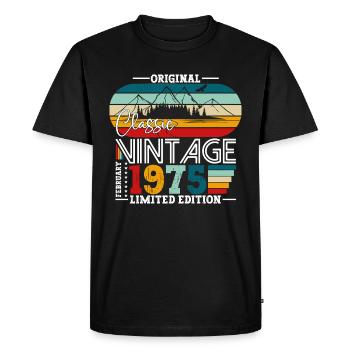 50th Birthday Gift Husband Original February 1975 - Men's Premium Organic T-Shirt - black - Front - Nico (187cm)