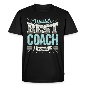 Coach T-shirt Cadeau: meilleur entraîneur du monde jamais - T-shirt Premium bio Homme - noir - Devant - Nico (187cm)