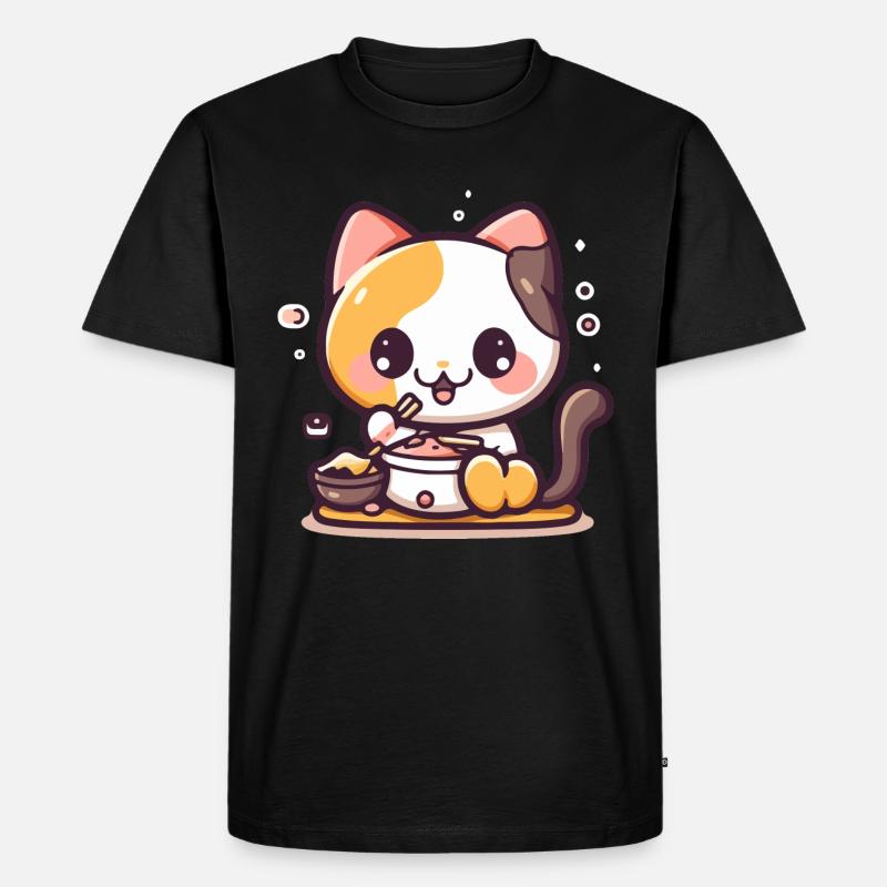 Die gierige Katze - Männer Premium Bio T-Shirt - Schwarz