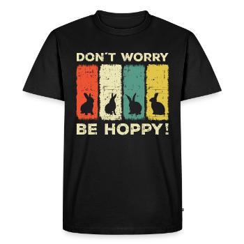 Dont worry be Hoppy Lapin lapin vintage - T-shirt Premium bio Homme - noir - Devant - Nico (187cm)