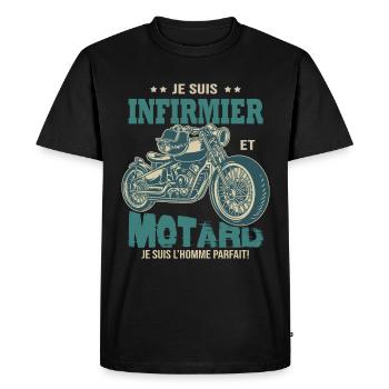 motard parfait infirmier parfait - T-shirt Premium bio Homme - noir - Devant - Nico (187cm)