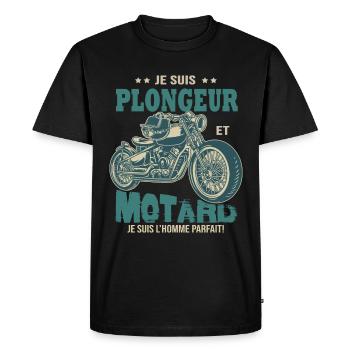 motard parfait plongeur parfait - T-shirt Premium bio Homme - noir - Devant - Nico (187cm)
