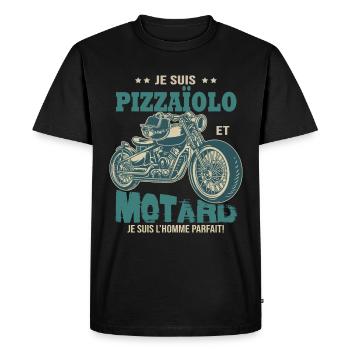 motard parfait pizzaïolo parfait - T-shirt Premium bio Homme - noir - Devant - Nico (187cm)