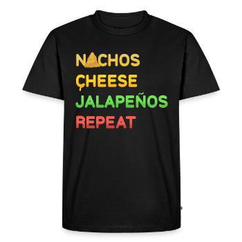 NACHOS Cheese Jalapenos repeat Design - Men's Premium Organic T-Shirt - black - Front - Nico (187cm)