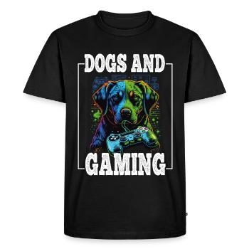 Chiens et jeux Hunde Gamer Controller Zocken - T-shirt Premium bio Homme - noir - Devant - Nico (187cm)