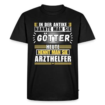 Dieux dans l'Antiquité. Aujourd'hui, assistante médicale - T-shirt Premium bio Homme - noir - Devant - Nico (187cm)