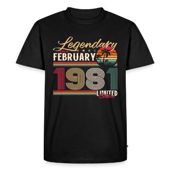 Cadeau d'anniversaire 44 ans Homme Original Février 1981 - T-shirt Premium bio Homme - noir - Devant - Nico (187cm)
