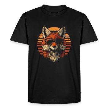 Renard avec lunettes de soleil vintage - T-shirt Premium bio Homme - noir - Devant - Nico (187cm)