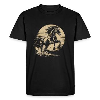 Silhouette De Cheval Au Galop Vintage - T-shirt Premium bio Homme - noir - Devant - Nico (187cm)