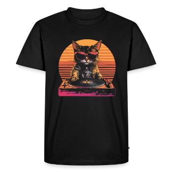 Cat Lunettes de soleil Vinyle Vintage Disque Vinyle Platine - T-shirt Premium bio Homme - noir - Devant - Nico (187cm)