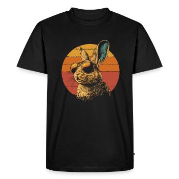 Lapin avec des lunettes de soleil vintage - T-shirt Premium bio Homme - noir - Devant - Nico (187cm)