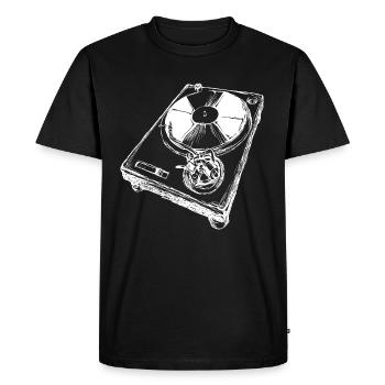 Platine DJ rétro - T-shirt Premium bio Homme - noir - Devant - Nico (187cm)