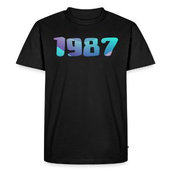 Cadeau Anniversaire 1987 Millésime 1987 Rétro 1987 - T-shirt Premium bio Homme - noir - Devant - Nico (187cm)