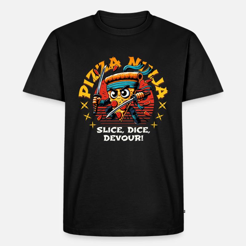 PIZZA NINJA SLICE, DICE, DEVOUR! - Männer Premium Bio T-Shirt - Schwarz