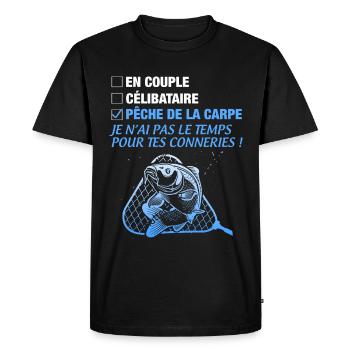 Carpe peche cadeau papa - T-shirt Premium bio Homme - noir - Devant - Nico (187cm)