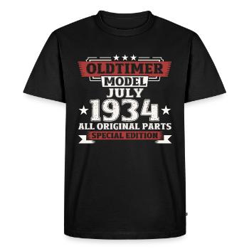 90ème Anniversaire Voiture Classique Juillet 1934 Millésime 1934 - T-shirt Premium bio Homme - noir - Devant - Nico (187cm)