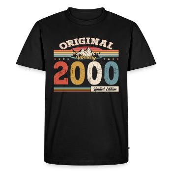 Cadeau d'anniversaire 25 ans Homme Original Février 2000 - T-shirt Premium bio Homme - noir - Devant - Nico (187cm)