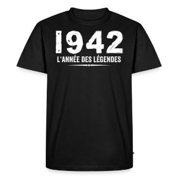 1942 année des legéndes - Cadeau Anniversaire 1942 - T-shirt Premium bio Homme - noir - Devant - Nico (187cm)
