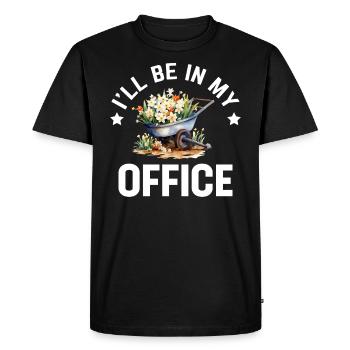 Je serai dans mon bureau le jardin travaille avec des fleurs - T-shirt Premium bio Homme - noir - Devant - Nico (187cm)