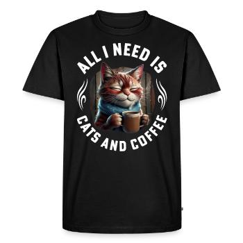 Tout ce dont j’ai besoin, ce sont des chats et du café drôles de citations de chat - T-shirt Premium bio Homme - noir - Devant - Nico (187cm)