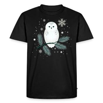 Hibou d’hiver - T-shirt Premium bio Homme - noir - Devant - Nico (187cm)