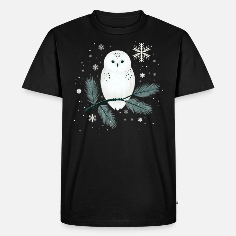 Wintereule - Männer Premium Bio T-Shirt - Schwarz