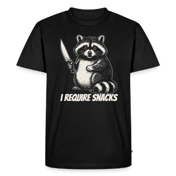 Mème du raton laveur affamé - J’ai besoin de collations - T-shirt Premium bio Homme - noir - Devant - Nico (187cm)