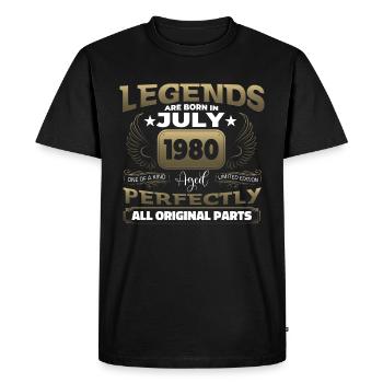 Legend Born 1980 Juillet 42nd Birthday Gift - T-shirt Premium bio Homme - noir - Devant - Nico (187cm)