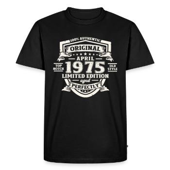 49th Birthday Husband Original April Vintage 1975 - Men's Premium Organic T-Shirt - black - Front - Nico (187cm)