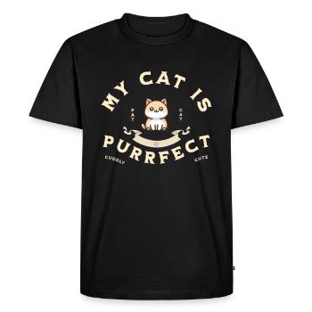 « My Cat is Purrfect » avec un chat mignon - T-shirt Premium bio Homme - noir - Devant - Nico (187cm)
