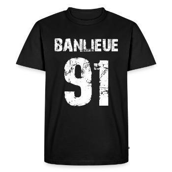 banlieue 91 - T-shirt Premium bio Homme - noir - Devant - Nico (187cm)