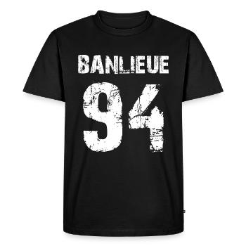 banlieue 94 - T-shirt Premium bio Homme - noir - Devant - Nico (187cm)