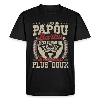 Je suis un papou barbu normal fans barbe - T-shirt Premium bio Homme - noir - Devant - Nico (187cm)