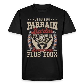 Je suis un parrain barbu normal fans barbe - T-shirt Premium bio Homme - noir - Devant - Nico (187cm)