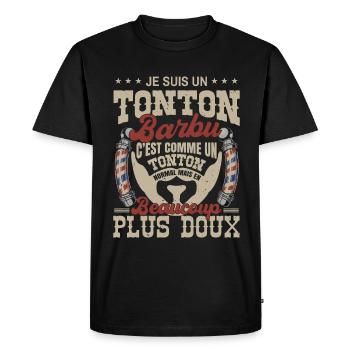 Je suis un tonton barbu normal fans barbe - T-shirt Premium bio Homme - noir - Devant - Nico (187cm)