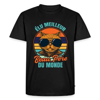 Élu meilleur beau père propriétaire chats - T-shirt Premium bio Homme - noir - Devant - Nico (187cm)