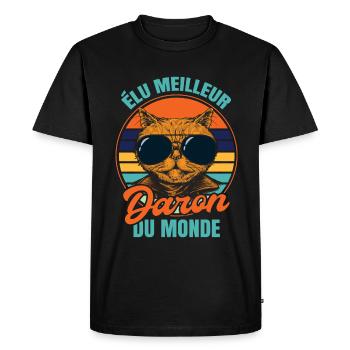 Élu meilleur daron propriétaire chats - T-shirt Premium bio Homme - noir - Devant - Nico (187cm)