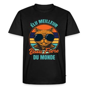 Élu meilleur beau frère propriétaire chats - T-shirt Premium bio Homme - noir - Devant - Nico (187cm)