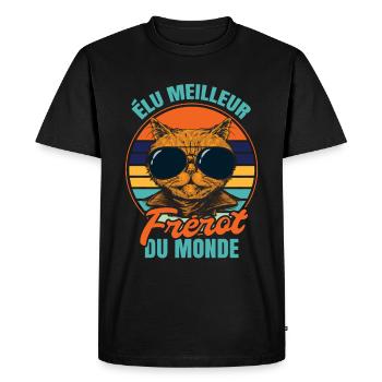 Élu meilleur frérot propriétaire chats - T-shirt Premium bio Homme - noir - Devant - Nico (187cm)