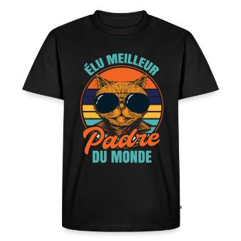 Élu meilleur padre propriétaire chats - T-shirt Premium bio Homme - noir - Devant - Nico (187cm)