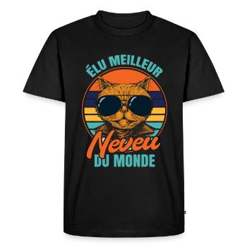 Élu meilleur neveu propriétaire chats - T-shirt Premium bio Homme - noir - Devant - Nico (187cm)