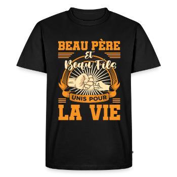 Cadeau beau père beau fils unis pour la vie check - T-shirt Premium bio Homme - noir - Devant - Nico (187cm)