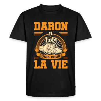 daron fils unis pour la vie lien papa poule garçon - T-shirt Premium bio Homme - noir - Devant - Nico (187cm)