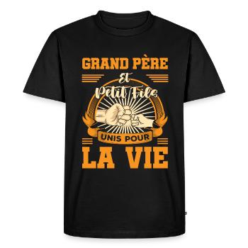 Cadeau grand père et petit fils unis pour la vie - T-shirt Premium bio Homme - noir - Devant - Nico (187cm)