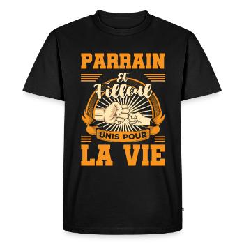 Demande parrain et filleul unis pour la vie humour - T-shirt Premium bio Homme - noir - Devant - Nico (187cm)
